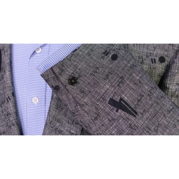 Gianni Versace Vintage 80's-90's Gray Numbers Cotton-Linen Oversize Blazer 40-42 - Picture 5 of 10